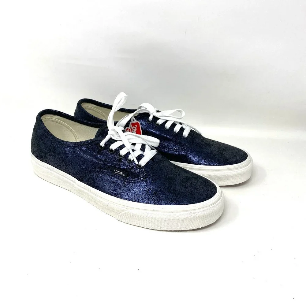 💖MEGA SALE💖Vans Authentic  Womens    Skate Blue Cracked Leather VN0A5HZS9FK - Picture 2 of 11